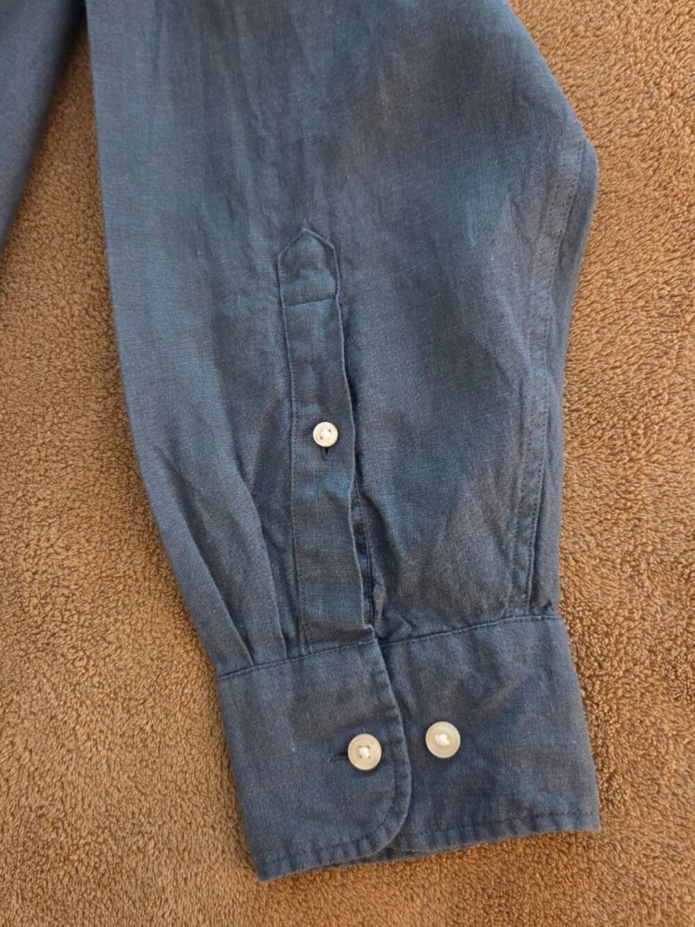 Charles Tyrwhitt 100% Linen Button Up L/S Shirt Mens XL Classic Fit Steel Blue - Picture 6 of 10